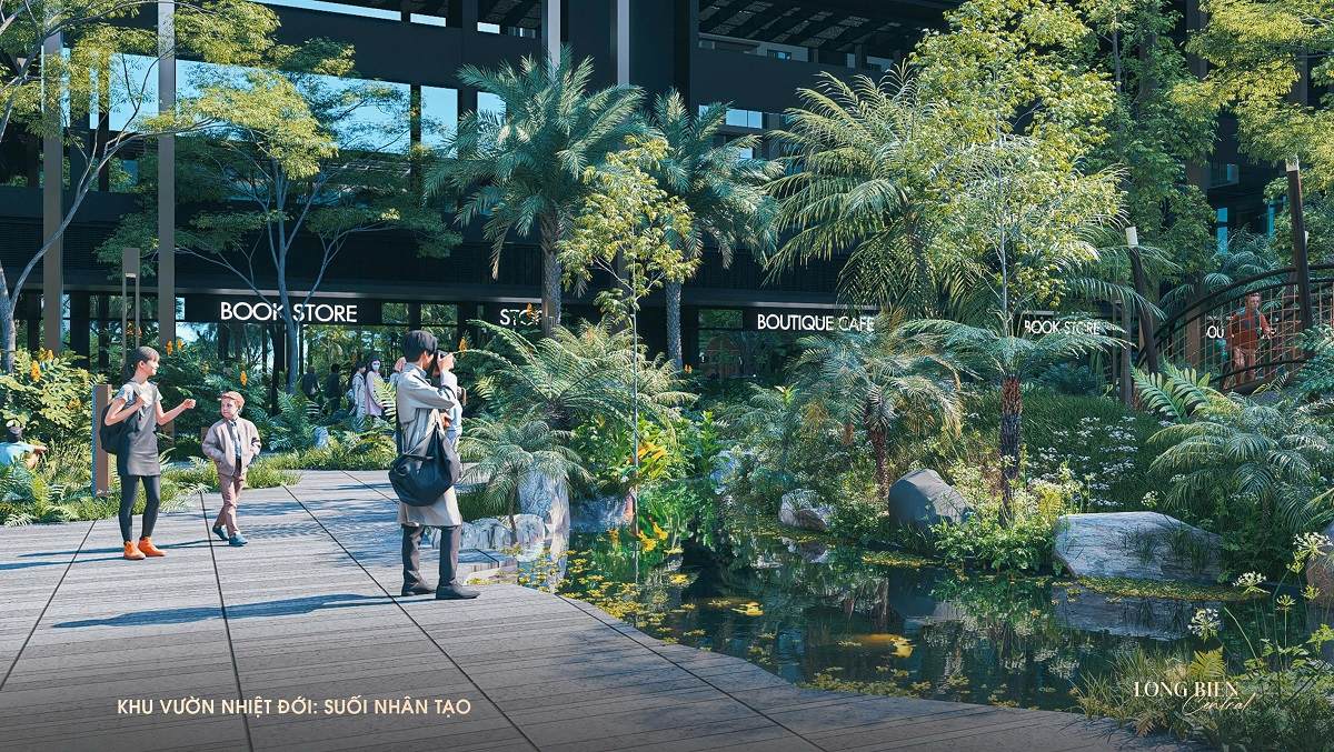 Suối nhân tạo phía trước khu mua sắm